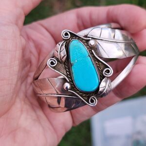 Vintage Coin silver Turquoise Southwest Bracelet Mexico?